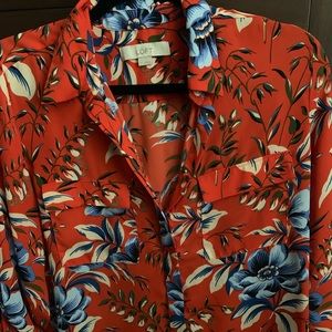 Loft Floral Button Down Blouse